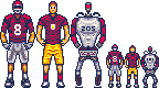 Picture of an American football player, an association football player and a
robot, as well as smaller versions