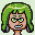 a pixel art image of a squid girl from splatoon with green
hair